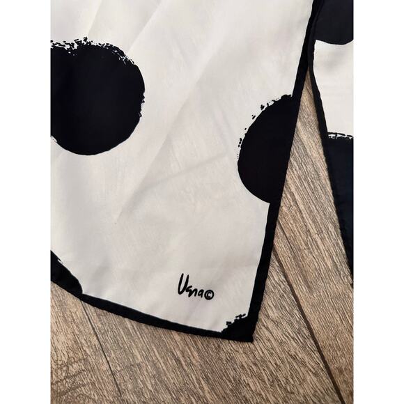 Vera Neuman Women's Black White Polka Dots Rectangle Scarf - Picture 2 of 6